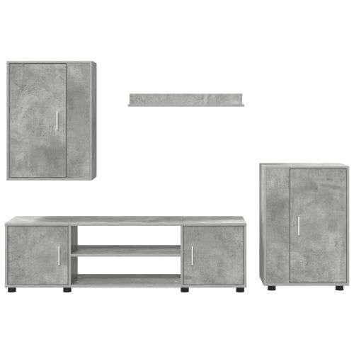 Комплект ТВ шкаф 4 pcs Циментено сиво Инженерно дърво