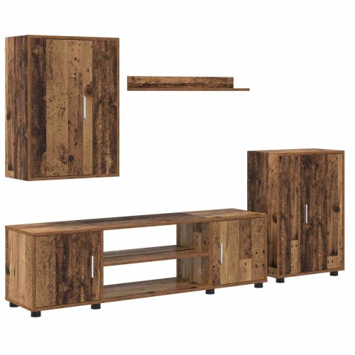 Комплект ТВ шкаф 4 pcs Старо дърво Инженерно дърво