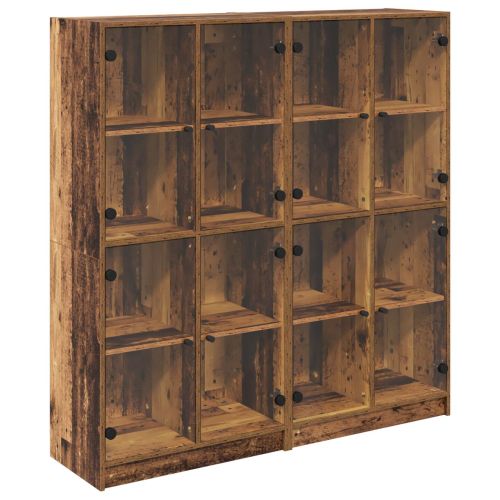 Висок шкаф 2 pcs Старо дърво 68 x 37 x 142 см Инженерно дърво