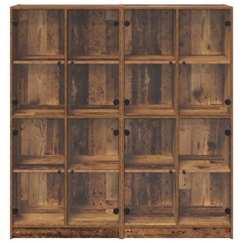 Висок шкаф 2 pcs Старо дърво 68 x 37 x 142 см Инженерно дърво