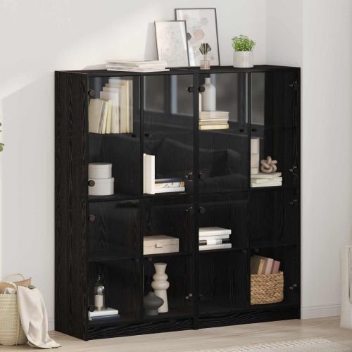 Висок шкаф 2 pcs Черния дъб 68 x 37 x 142 см Инженерно дърво