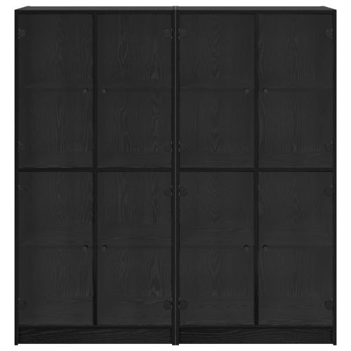 Висок шкаф 2 pcs Черния дъб 68 x 37 x 142 см Инженерно дърво