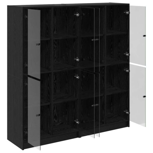 Висок шкаф 2 pcs Черния дъб 68 x 37 x 142 см Инженерно дърво