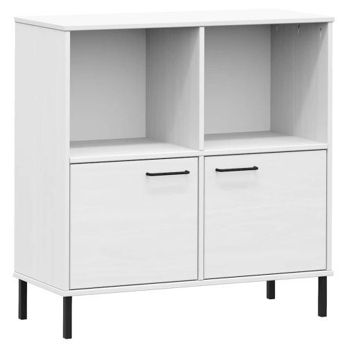 Библиотека с метални крака бяла 90x35x90,5 см дърво масив OSLO