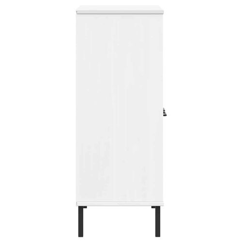 Библиотека с метални крака бяла 90x35x90,5 см дърво масив OSLO