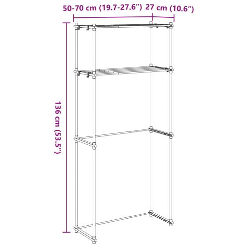 Етажерка за перална машина Бяло 70 x 27 x 136 см Алуминий