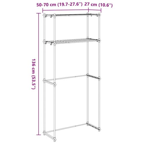 Етажерка за перална машина Бяло 70 x 27 x 136 см Алуминий