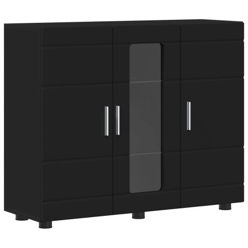 Дървен шкаф Черно 88,5 x 30,5 x 73 см Инженерно дърво