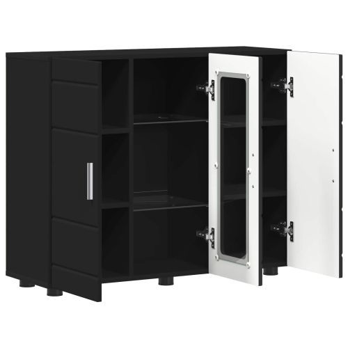 Дървен шкаф Черно 88,5 x 30,5 x 73 см Инженерно дърво