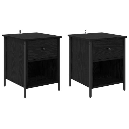 Нощен шкаф 2 pcs Черния дъб 40 x 42 x 50 cm Инженерно дърво