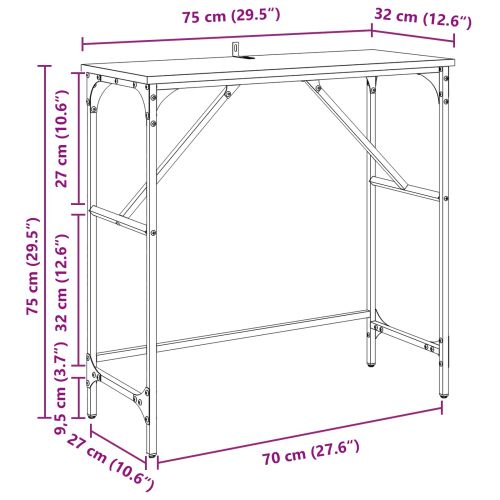 Конзолна маса Черния дъб 75 x 32 x 75 см Инженерно дърво