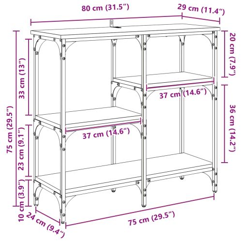 Конзолна маса с рафт Черния дъб 80 x 29 x 75 см Инженерно дърво