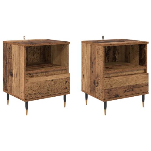 Нощен шкаф 2 pcs Старо дърво 40 x 35 x 50 см Инженерно дърво