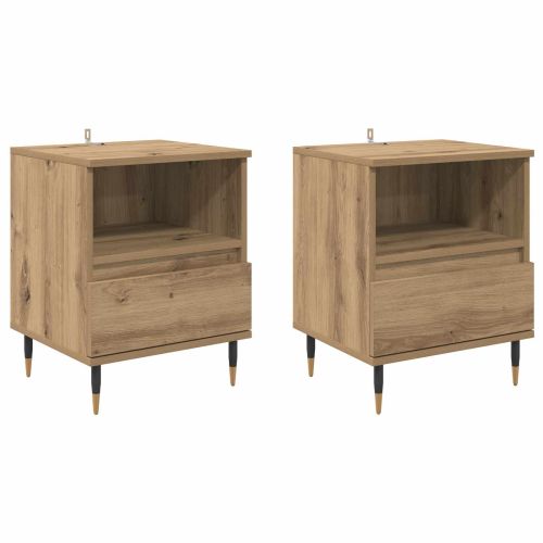 Нощен шкаф с чекмедже 2 pcs Дъб 40 x 35 x 50 см Инженерно дърво