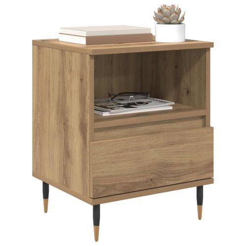 Нощен шкаф с чекмедже 2 pcs Дъб 40 x 35 x 50 см Инженерно дърво
