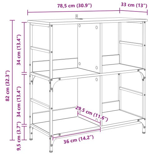 Рафт за книги дъб артизан 78.5 x 33 x 82 см Инженерно дърво