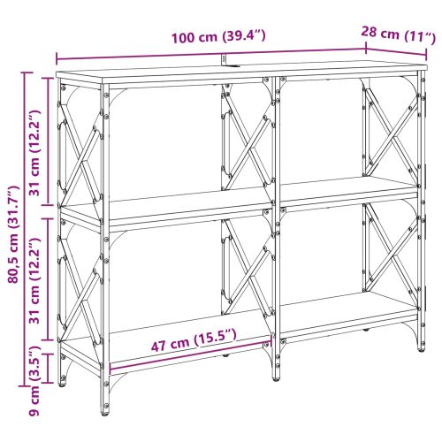 Конзолна маса Черния дъб 100 x 28 x 80,5 см Инженерно дърво