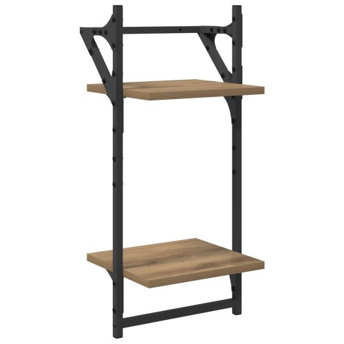 Комплект стенни рафтове с рафт 6 pcs Дъб 100 x 25 x 30 cm