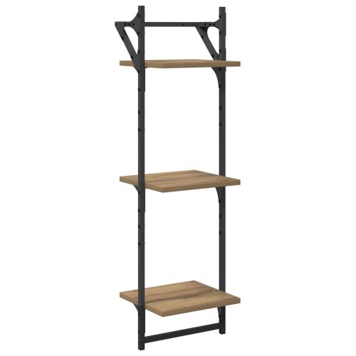 Комплект стенни рафтове с рафт 6 pcs Дъб 100 x 25 x 30 cm