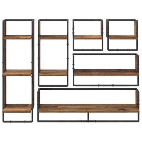 Комплект стенни рафтове 6 pcs Старо дърво 100 x 25 x 30 cm