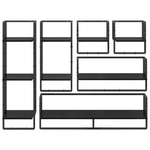 Комплект стенни рафтове 6 pcs Черния дъб 100 x 25 x 30 cm