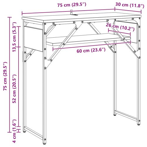 Конзолнамаса Черния дъб 75x30x75см Инженерно дърво