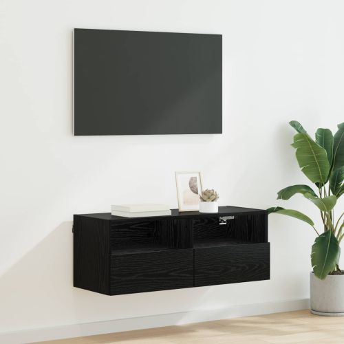 TV стенен шкаф Черния дъб 80 x 30 x 30 см Инженерно дърво