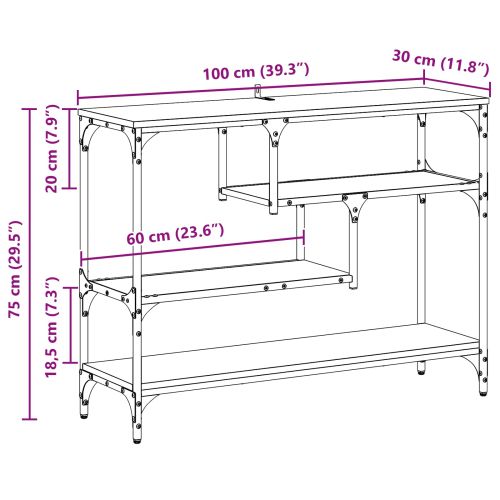 Конзолна маса с рафт Дъб 100 x 30 x 75 см Инженерно дърво