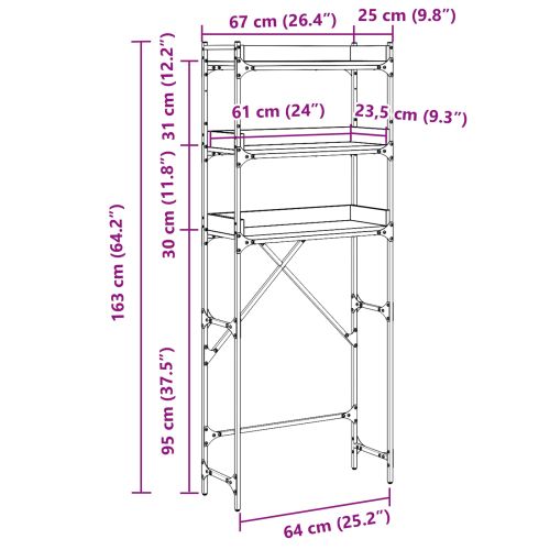 Етажерка за перална машина Дъб 67 x 25 x 163 см Инженерно дърво