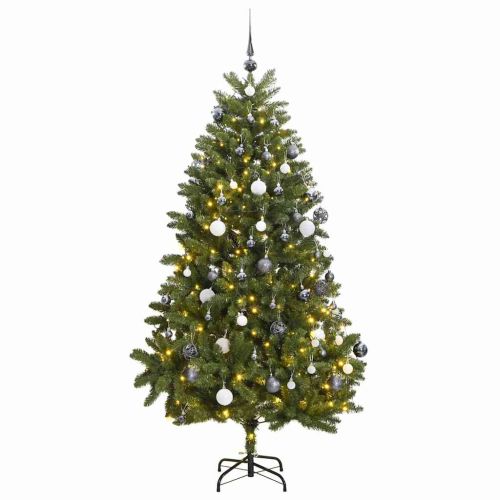 Изкуствена коледна елха с шарнири, 300 LED и топки, 300 см