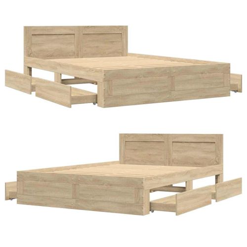 Рамка за легло 2 pcs Сонома 137 x 188 см Инженерно дърво