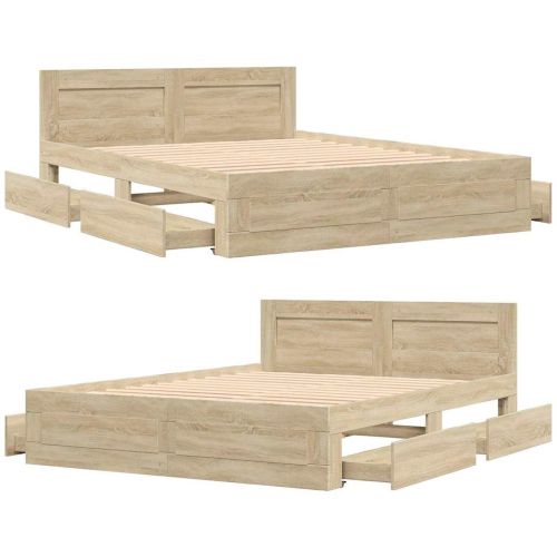 Рамка за легло 2 pcs Сонома 153 x 203 см Инженерно дърво