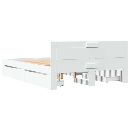 Рамка за легло с таблото 2 pcs Бял 137 x 188 см Инженерно дърво