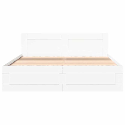 Рамка за легло с таблото 2 pcs Бял 150 x 200 cm Инженерно дърво