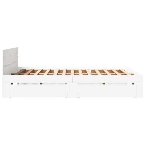 Рамка за легло с таблото 2 pcs Бял 150 x 200 cm Инженерно дърво