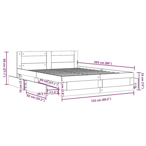 Рамка за легло с таблото 2 pcs Бял 150 x 200 cm Инженерно дърво