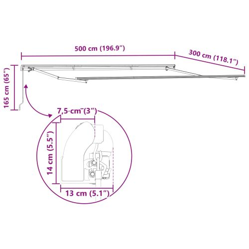 Сгъваем навес Многоцветен 500 × 300 cm Полиестер и стомана