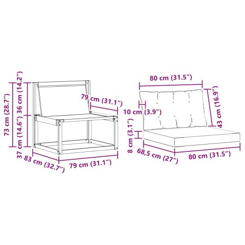 Комплект дивани за открито 3 pcs Естествено и черно