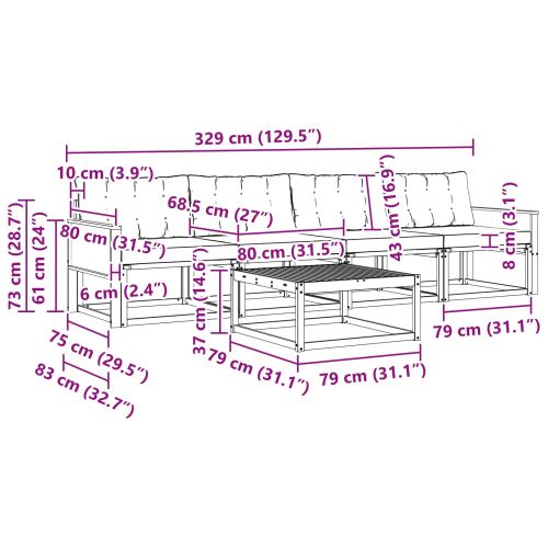 Комплект дивани за открито 5 pcs Натурален и Бежов