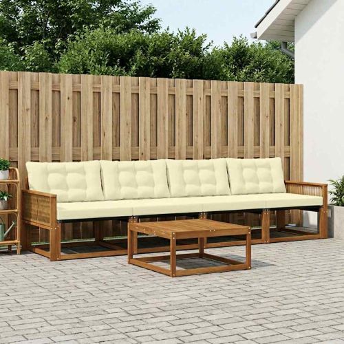 Комплект дивани за открито 5 pcs Натурален и Крема