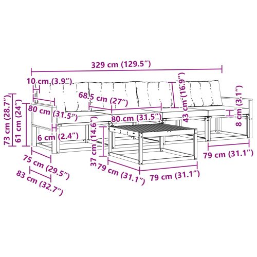 Комплект дивани за открито 5 pcs Естествено и черно