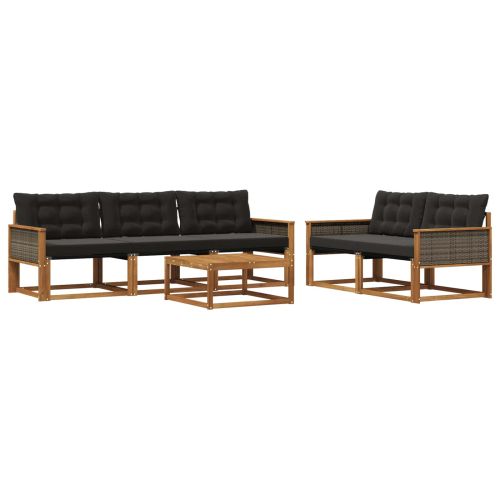 Комплект дивани за открито 6 pcs Естествено и черно