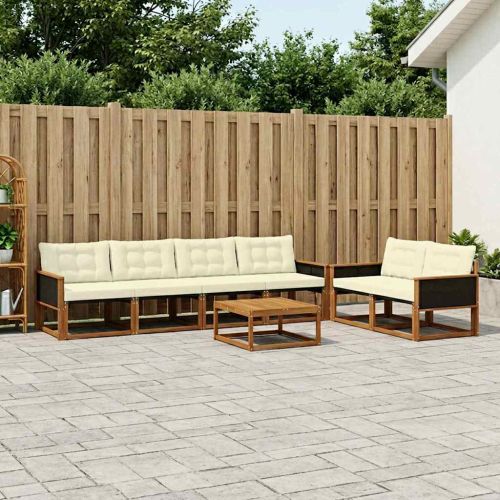 Комплект дивани за открито 7 pcs Натурален и Крема