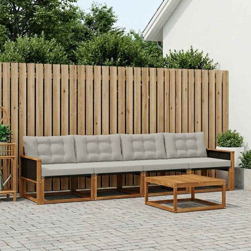 Комплект дивани за открито 7 pcs Натурално и светлосиво