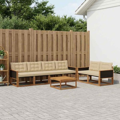 Комплект дивани за открито 7 pcs Натурален и Бежов