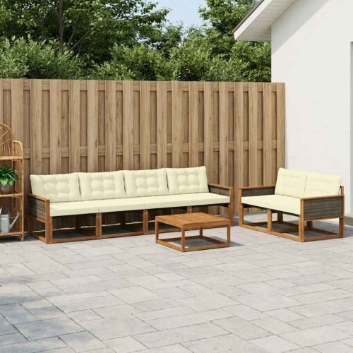 Комплект дивани за открито 7 pcs Натурален и Крема