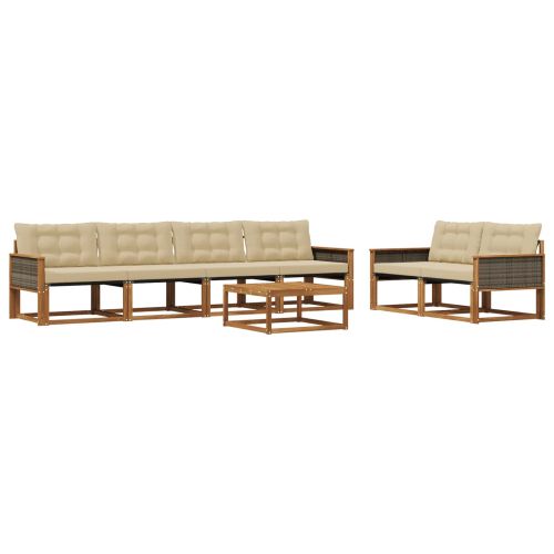 Комплект дивани за открито 7 pcs Натурален и Бежов
