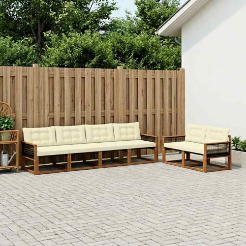 Комплект дивани за открито 7 pcs Натурален и Крема
