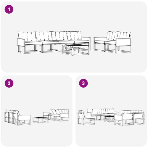 Комплект дивани за открито 7 pcs Натурален и Крема