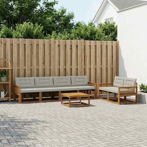 Комплект дивани за открито 7 pcs Натурално и светлосиво